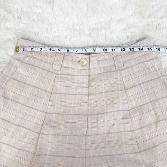 RAILS Ilena Linen Trouser Shorts High Waist‎ Sand Check Cream Plaid Size 12 New - Picture 15 of 16
